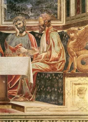 Het Laatste Avondmaal, detail van St. Jacobus de Mindere en St. Simon (detail)
